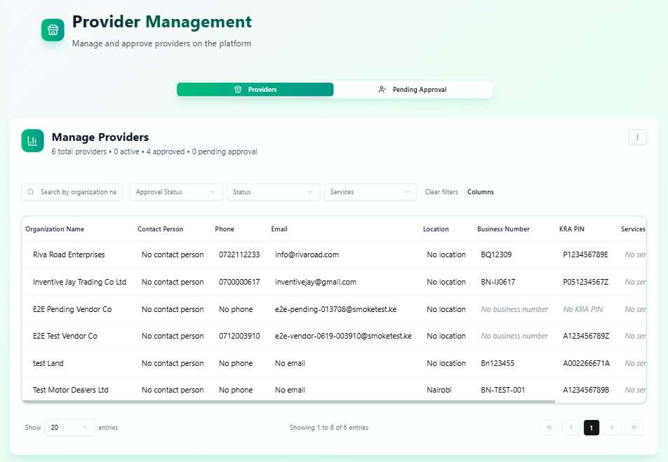 AssetHive provider management screen