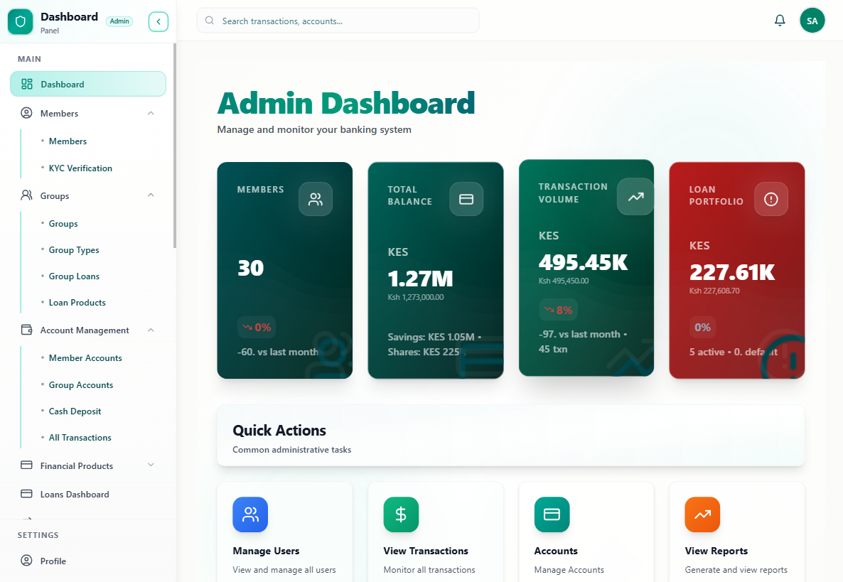 CBS admin dashboard preview