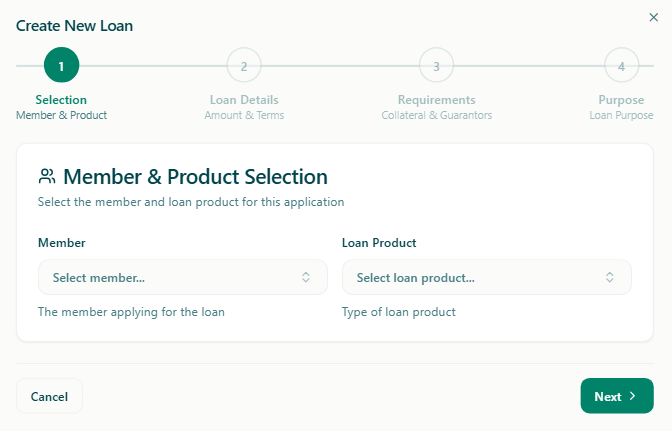 CBS create new loan workflow